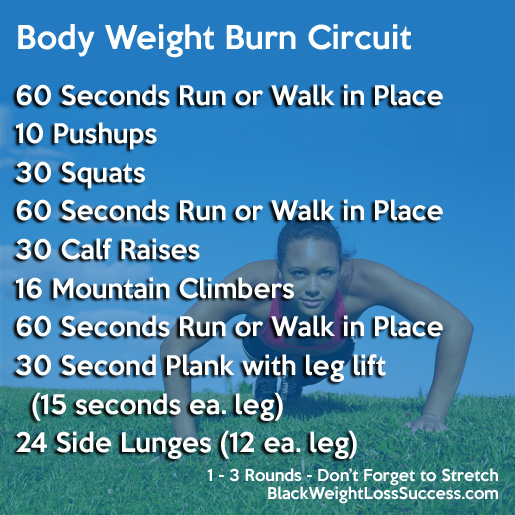 Body Weight Burn Workout Circuit | Black Weight Loss Success