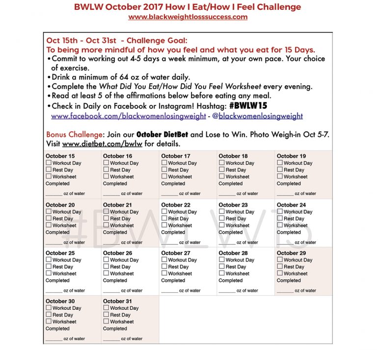 October 2017 How I Eat, How I Feel Challenge - Black Weight Loss Success