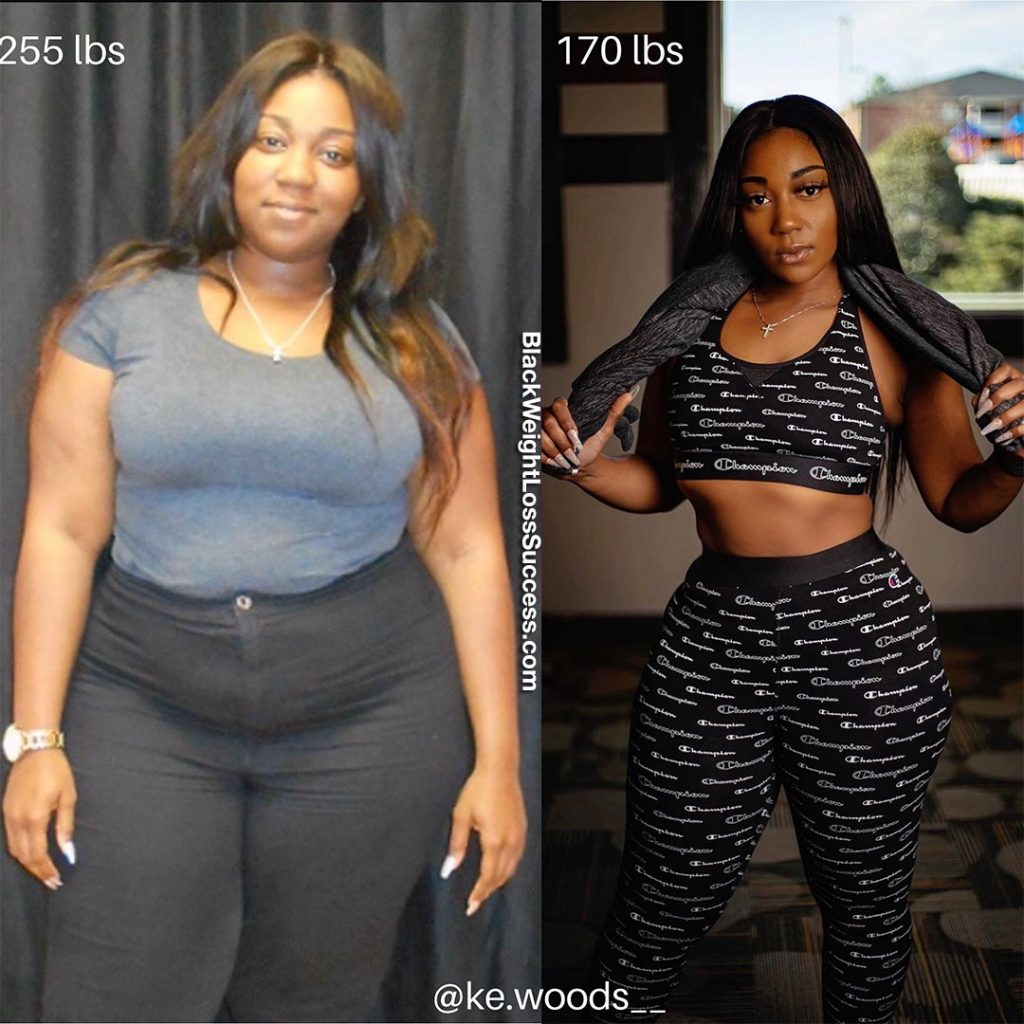 Keaja lost 85 pounds - Black Weight Loss Success