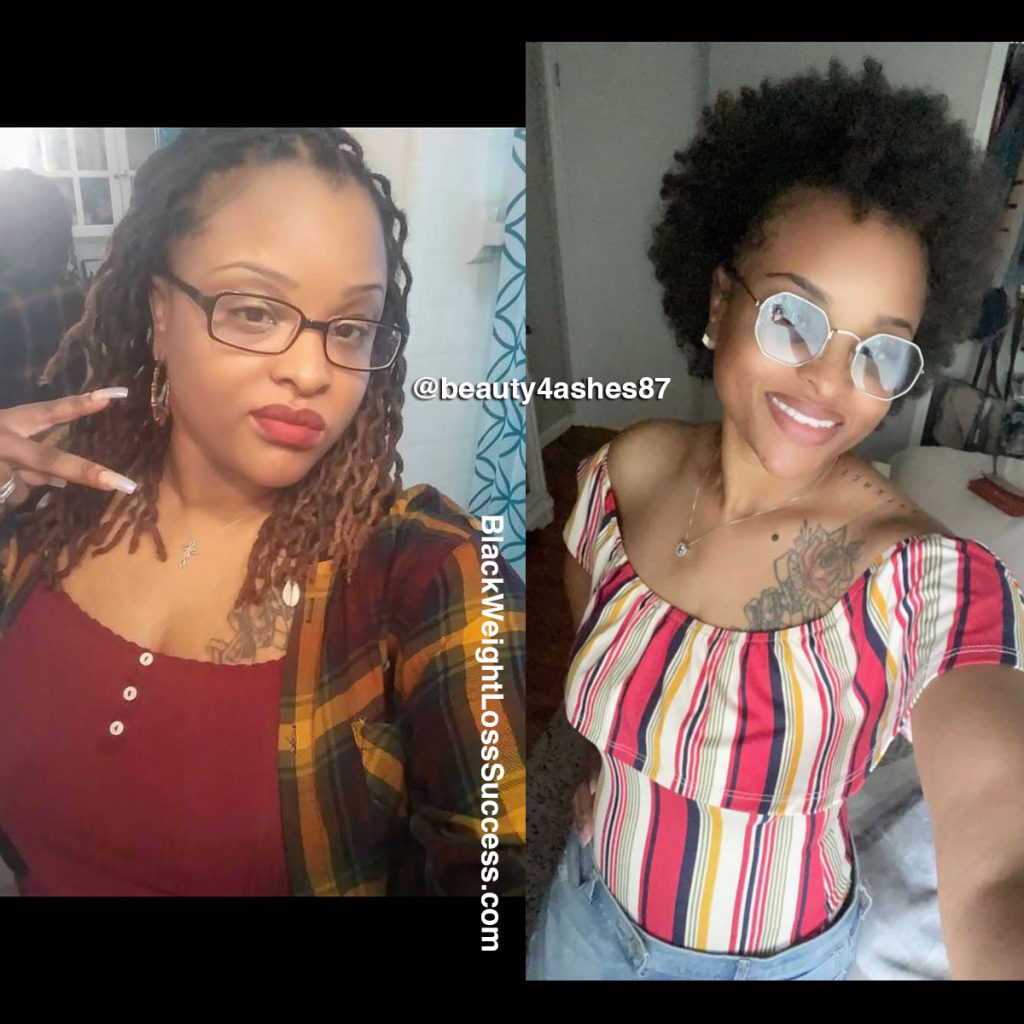 Ashley lost 70 pounds Black Weight Loss Success
