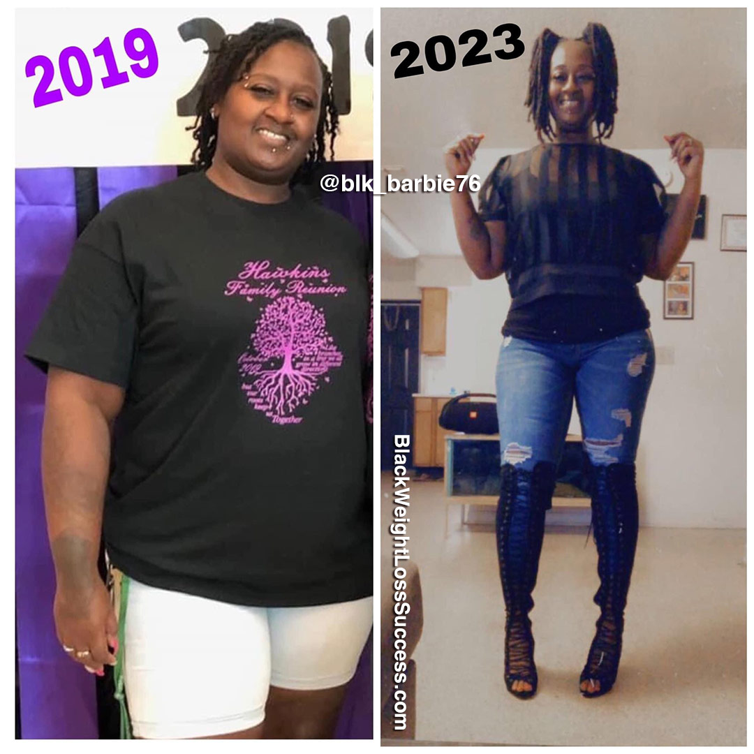 Eutonya before and after losing 72 pounds