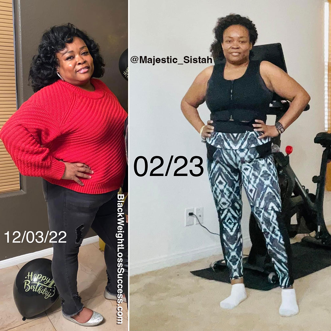 Latonya before and after losing 59 pounds