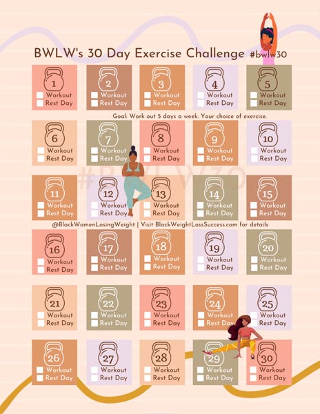 exercise calendar image