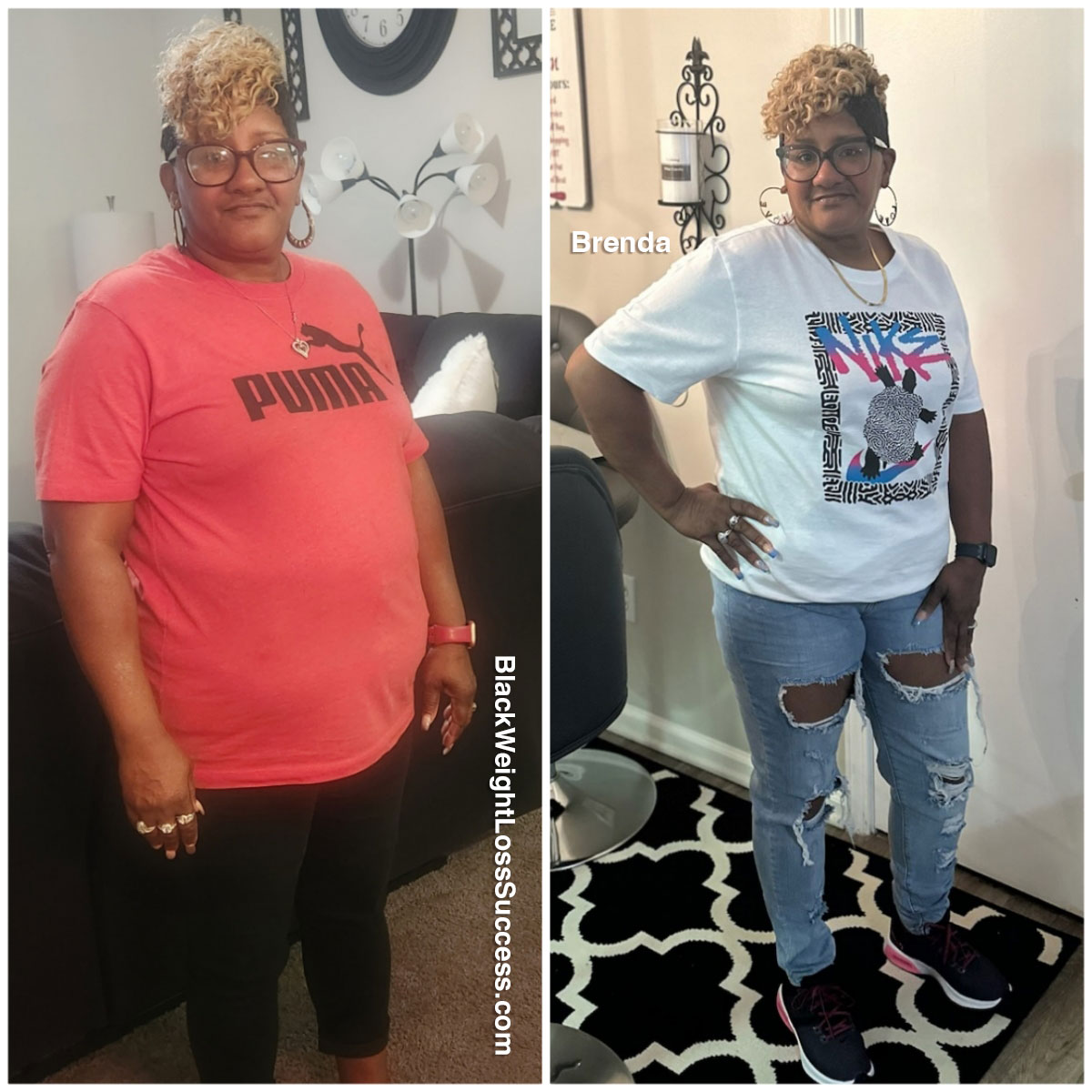 Brenda before and after weight loss