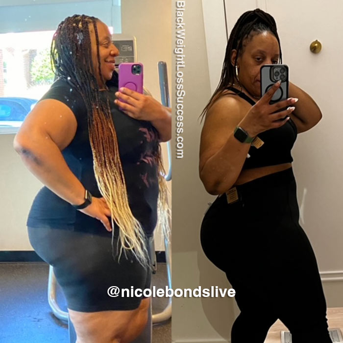 Nicole before and after losing 115 pounds